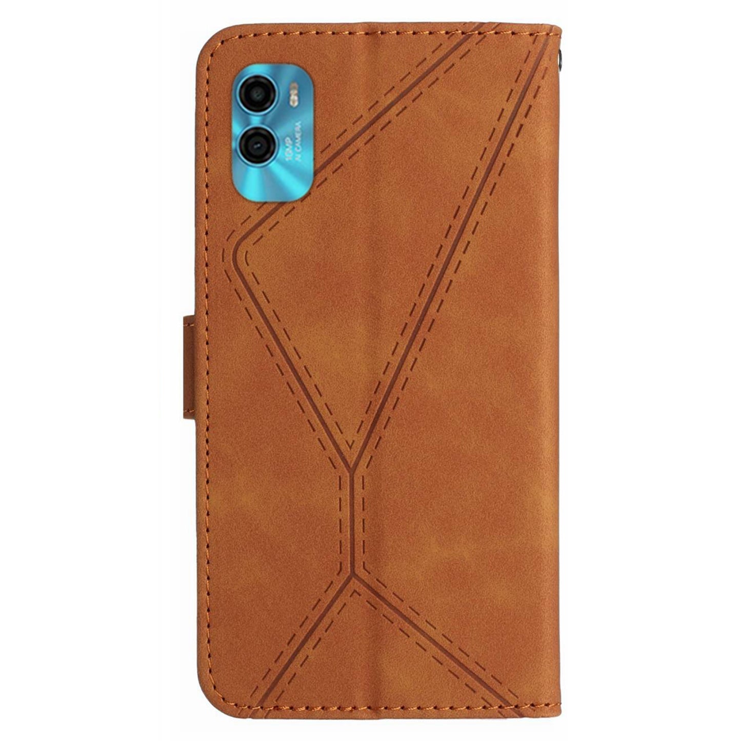 HT05 For Motorola Moto G22 / E22s 4G Wallet Phone Case PU Leather Skin-touch Imprinted Line Stand Cover