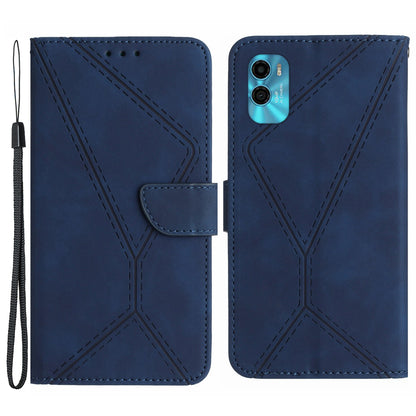 HT05 For Motorola Moto G22 / E22s 4G Wallet Phone Case PU Leather Skin-touch Imprinted Line Stand Cover