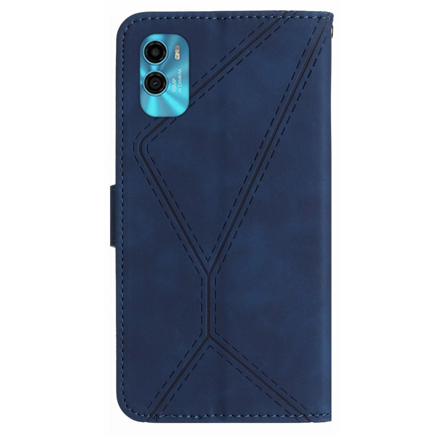 HT05 For Motorola Moto G22 / E22s 4G Wallet Phone Case PU Leather Skin-touch Imprinted Line Stand Cover