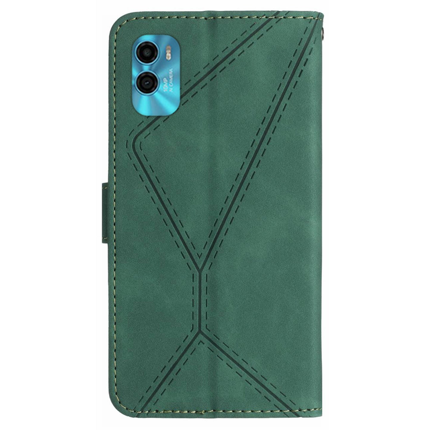 HT05 For Motorola Moto G22 / E22s 4G Wallet Phone Case PU Leather Skin-touch Imprinted Line Stand Cover
