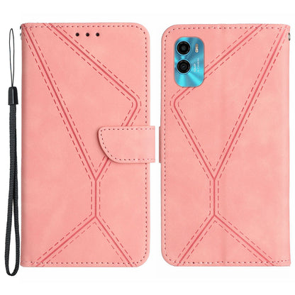 HT05 For Motorola Moto G22 / E22s 4G Wallet Phone Case PU Leather Skin-touch Imprinted Line Stand Cover