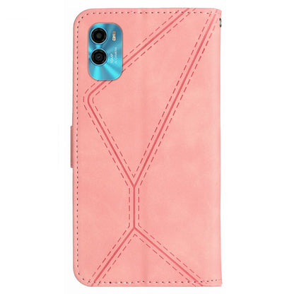 HT05 For Motorola Moto G22 / E22s 4G Wallet Phone Case PU Leather Skin-touch Imprinted Line Stand Cover
