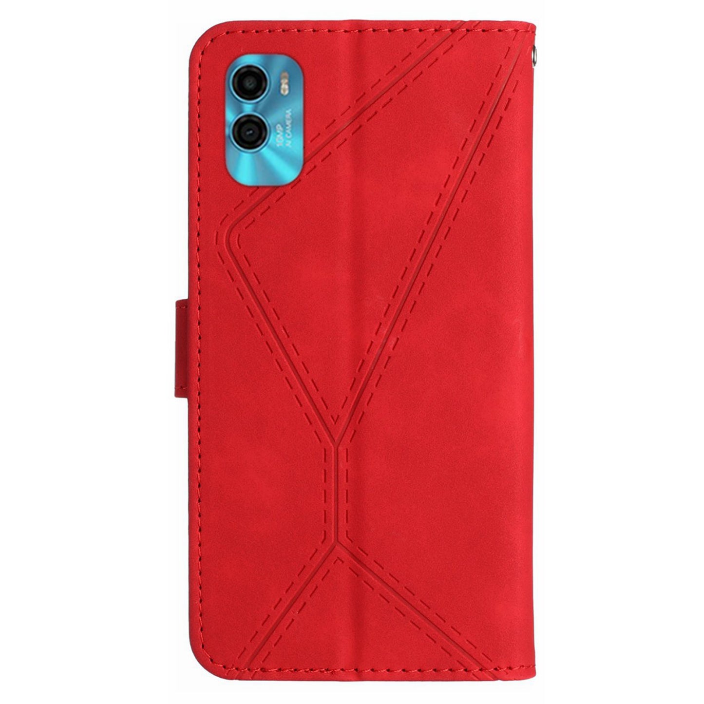 HT05 For Motorola Moto G22 / E22s 4G Wallet Phone Case PU Leather Skin-touch Imprinted Line Stand Cover