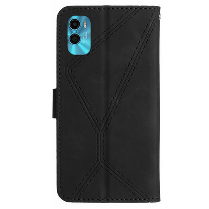 HT05 For Motorola Moto G22 / E22s 4G Wallet Phone Case PU Leather Skin-touch Imprinted Line Stand Cover