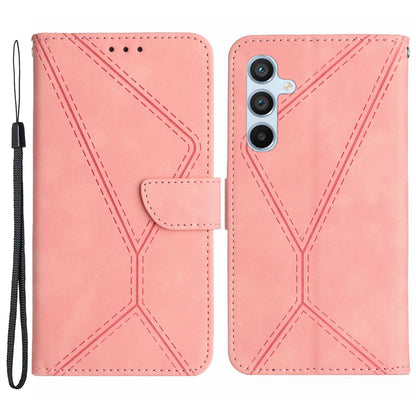 HT05 For Samsung Galaxy A24 4G Flip Leather Wallet Case Skin-touch Stand Imprinted Line Phone Cover