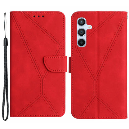 HT05 For Samsung Galaxy A24 4G Flip Leather Wallet Case Skin-touch Stand Imprinted Line Phone Cover