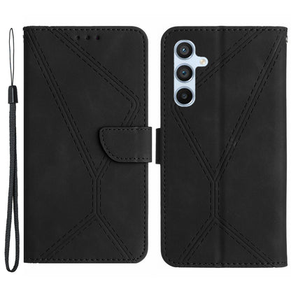HT05 For Samsung Galaxy A24 4G Flip Leather Wallet Case Skin-touch Stand Imprinted Line Phone Cover