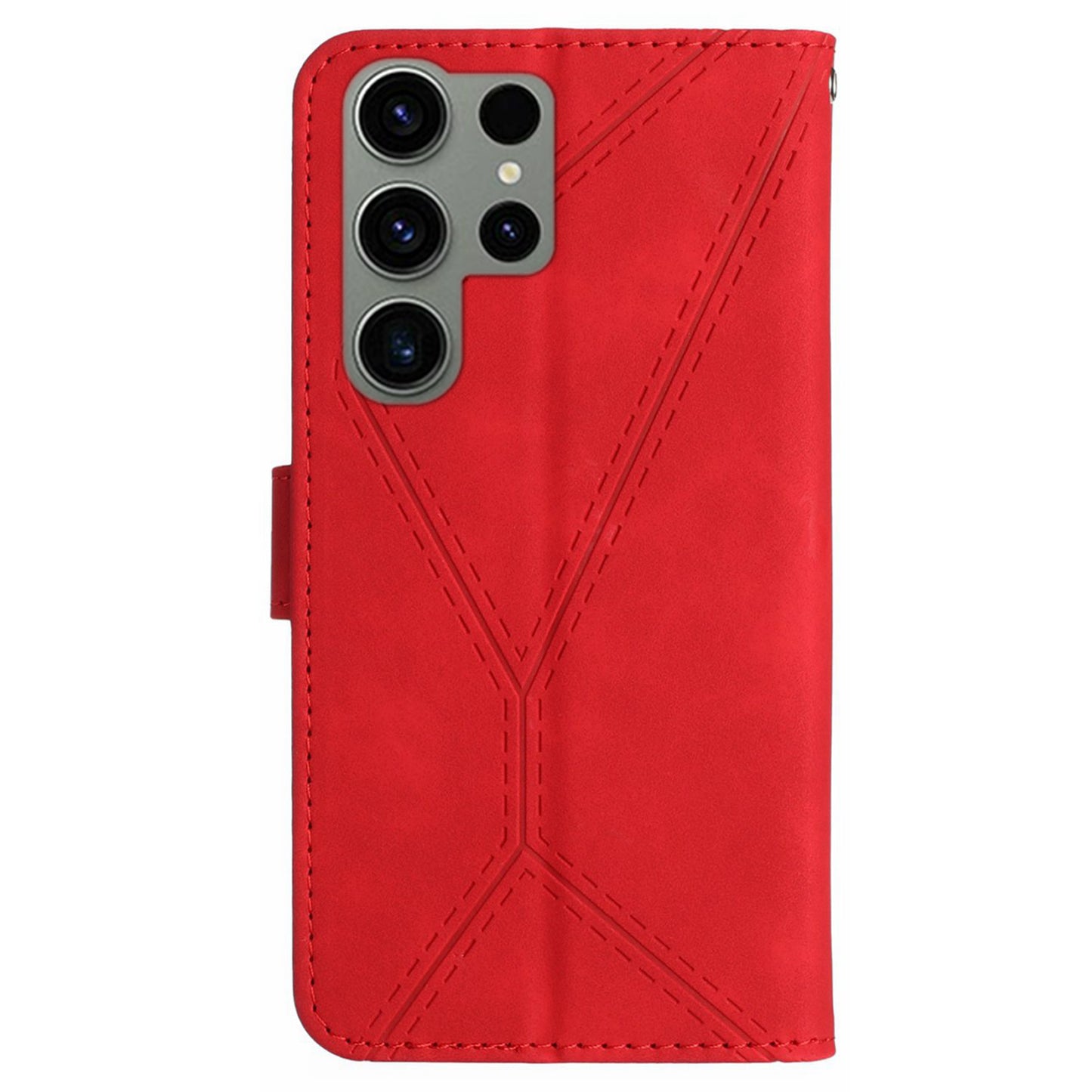 HT05 For Samsung Galaxy S23 Ultra Phone Wallet Case Imprinted Line Leather Stand Phone Cover