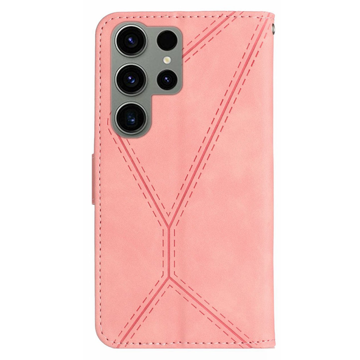 HT05 For Samsung Galaxy S23 Ultra Phone Wallet Case Imprinted Line Leather Stand Phone Cover