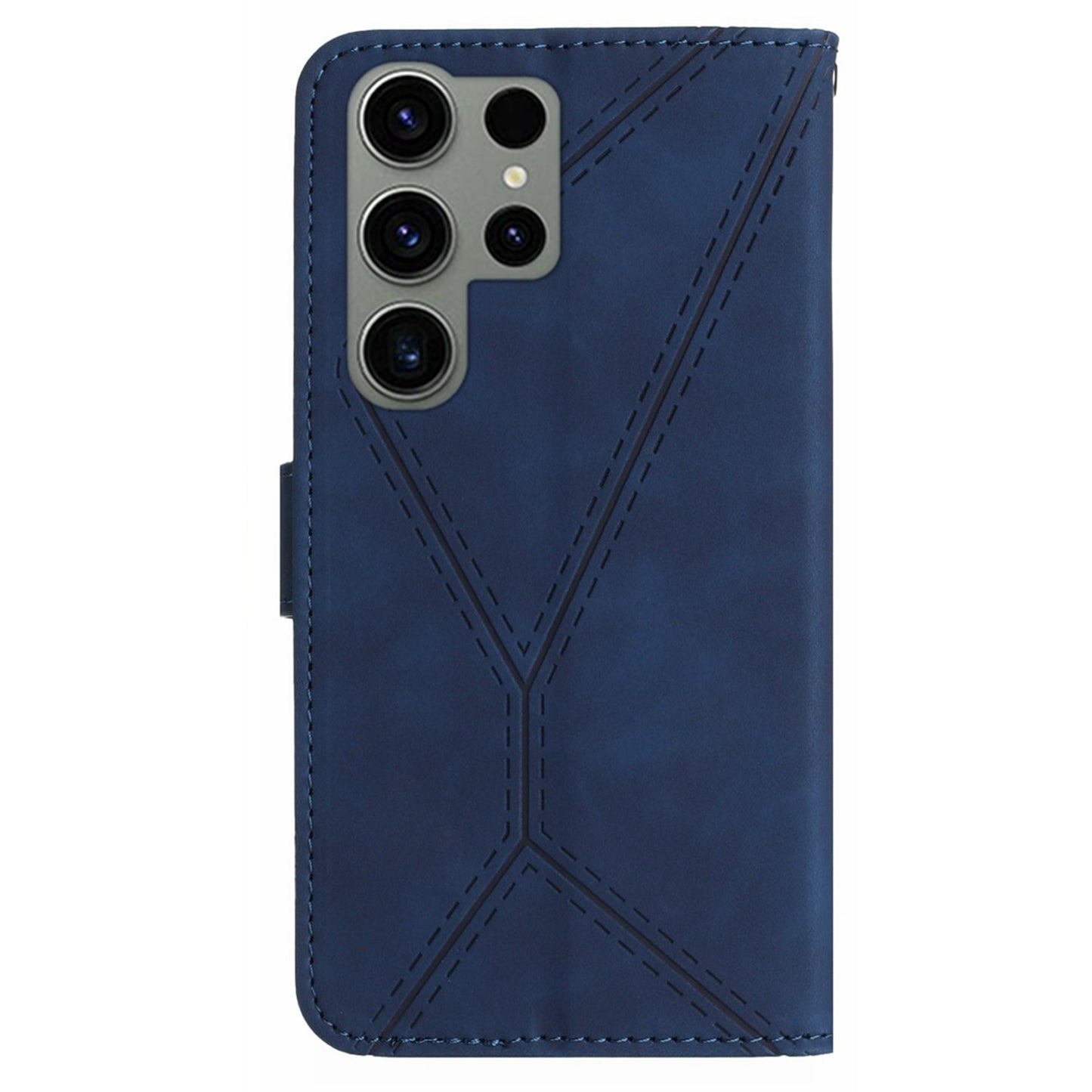 HT05 For Samsung Galaxy S23 Ultra Phone Wallet Case Imprinted Line Leather Stand Phone Cover