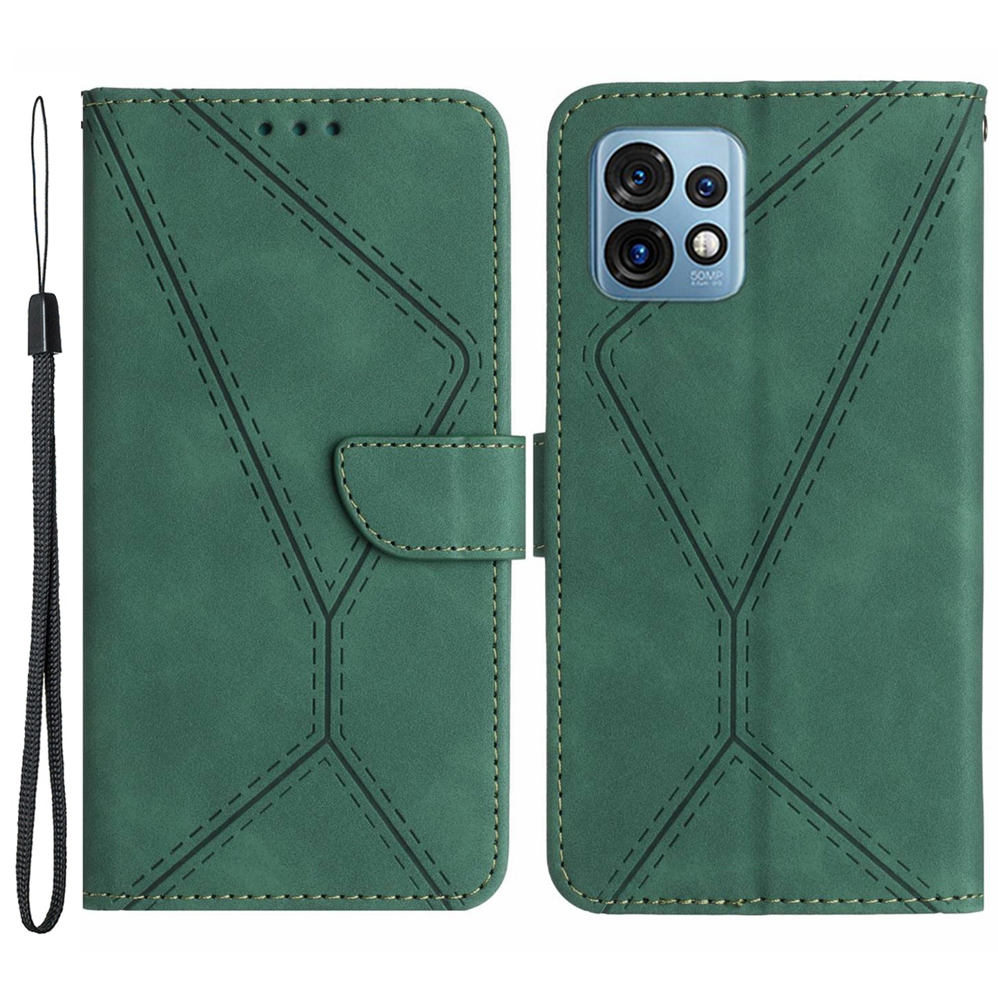 HT05 For Motorola Edge 40 Pro 5G / Edge+ (2023) / Moto X40 5G Phone Case PU Leather Imprinted Line Wallet Stand Cover