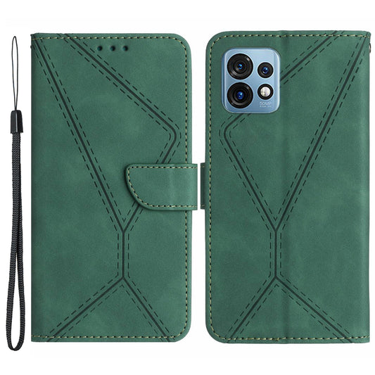 HT05 For Motorola Edge 40 Pro 5G / Edge+ (2023) / Moto X40 5G Phone Case PU Leather Imprinted Line Wallet Stand Cover