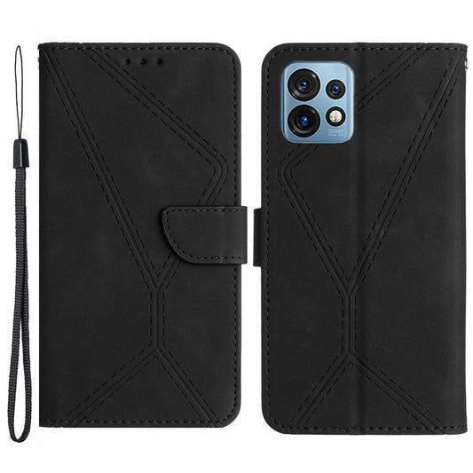 HT05 For Motorola Edge 40 Pro 5G / Edge+ (2023) / Moto X40 5G Phone Case PU Leather Imprinted Line Wallet Stand Cover