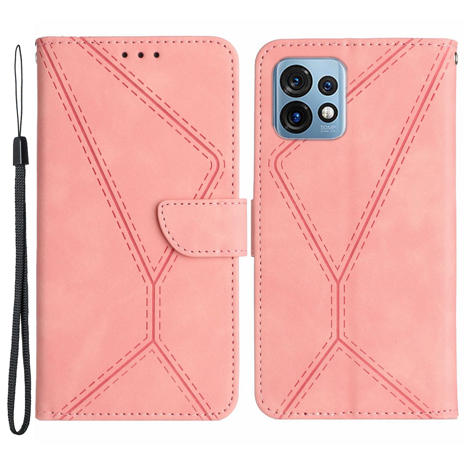 HT05 For Motorola Edge 40 Pro 5G / Edge+ (2023) / Moto X40 5G Phone Case PU Leather Imprinted Line Wallet Stand Cover