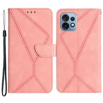 HT05 For Motorola Edge 40 Pro 5G / Edge+ (2023) / Moto X40 5G Phone Case PU Leather Imprinted Line Wallet Stand Cover