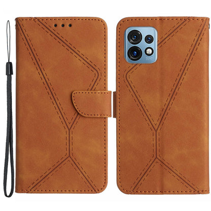 HT05 For Motorola Edge 40 Pro 5G / Edge+ (2023) / Moto X40 5G Phone Case PU Leather Imprinted Line Wallet Stand Cover