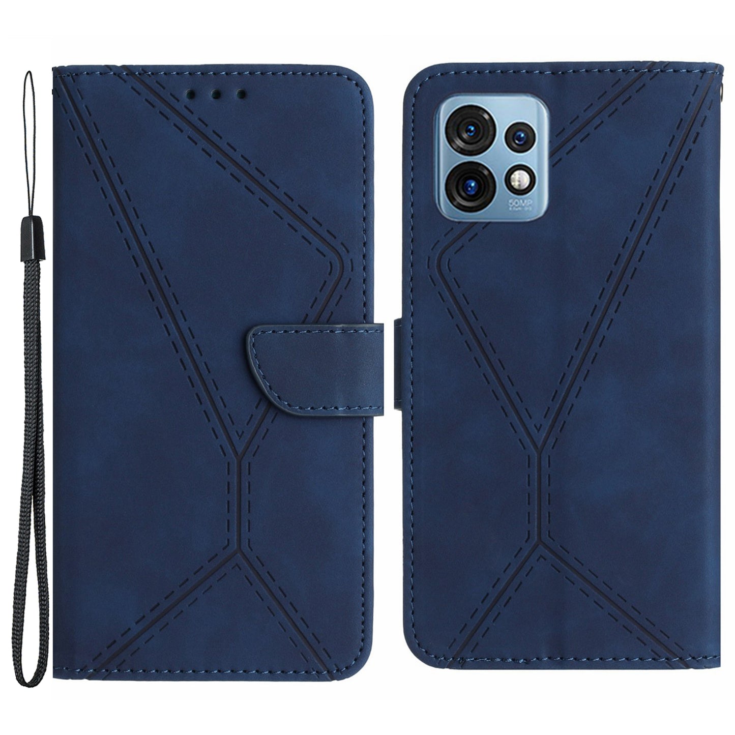 HT05 For Motorola Edge 40 Pro 5G / Edge+ (2023) / Moto X40 5G Phone Case PU Leather Imprinted Line Wallet Stand Cover