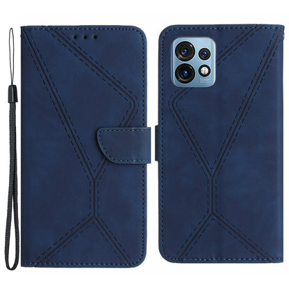 HT05 For Motorola Edge 40 Pro 5G / Edge+ (2023) / Moto X40 5G Phone Case PU Leather Imprinted Line Wallet Stand Cover