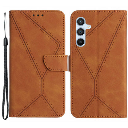 HT05 For Samsung Galaxy M14 5G Imprinted Line Phone Cose PU Leather Wallet Stand Cover