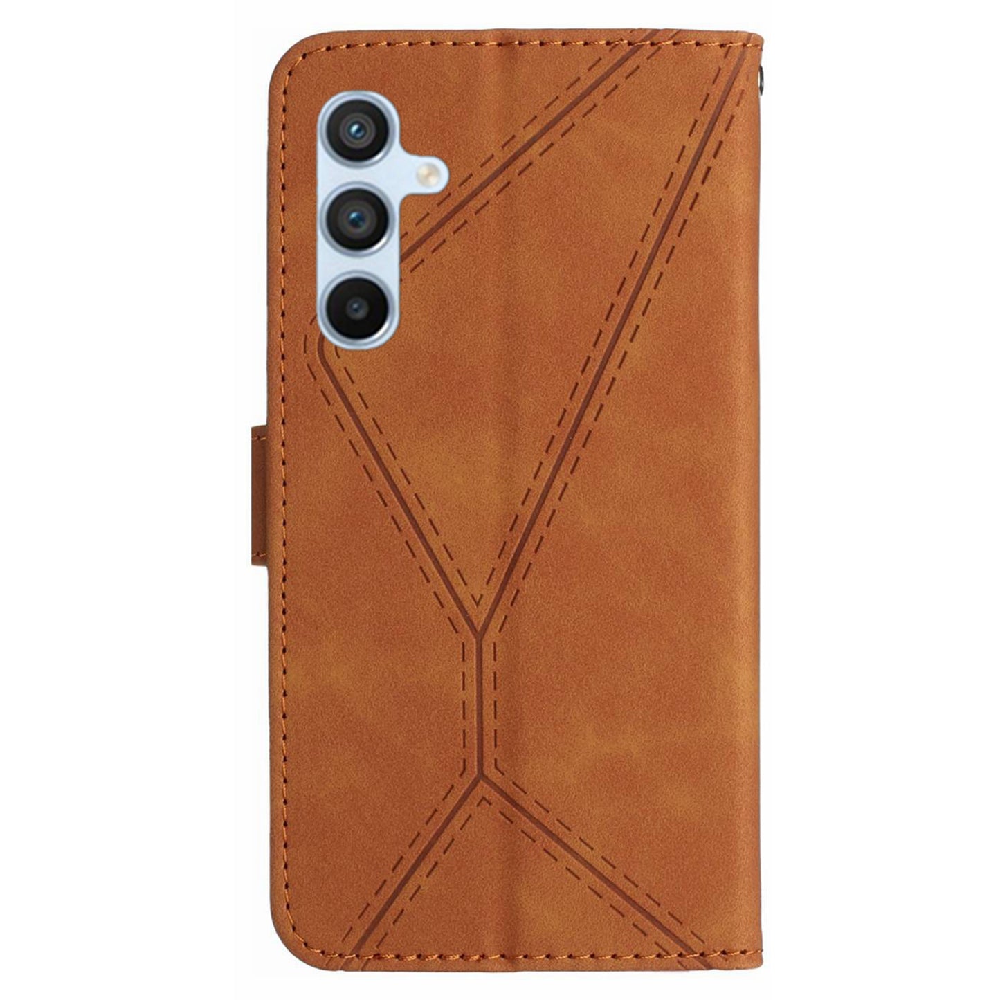 HT05 For Samsung Galaxy M14 5G Imprinted Line Phone Cose PU Leather Wallet Stand Cover