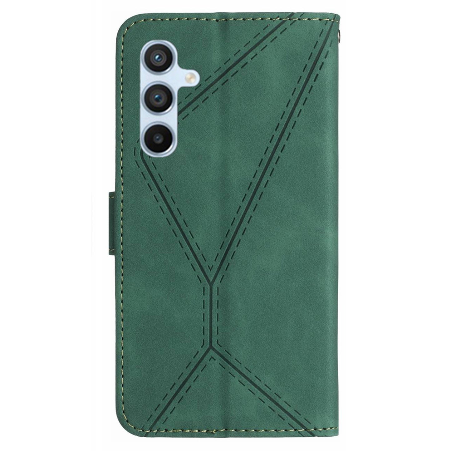 HT05 For Samsung Galaxy M14 5G Imprinted Line Phone Cose PU Leather Wallet Stand Cover