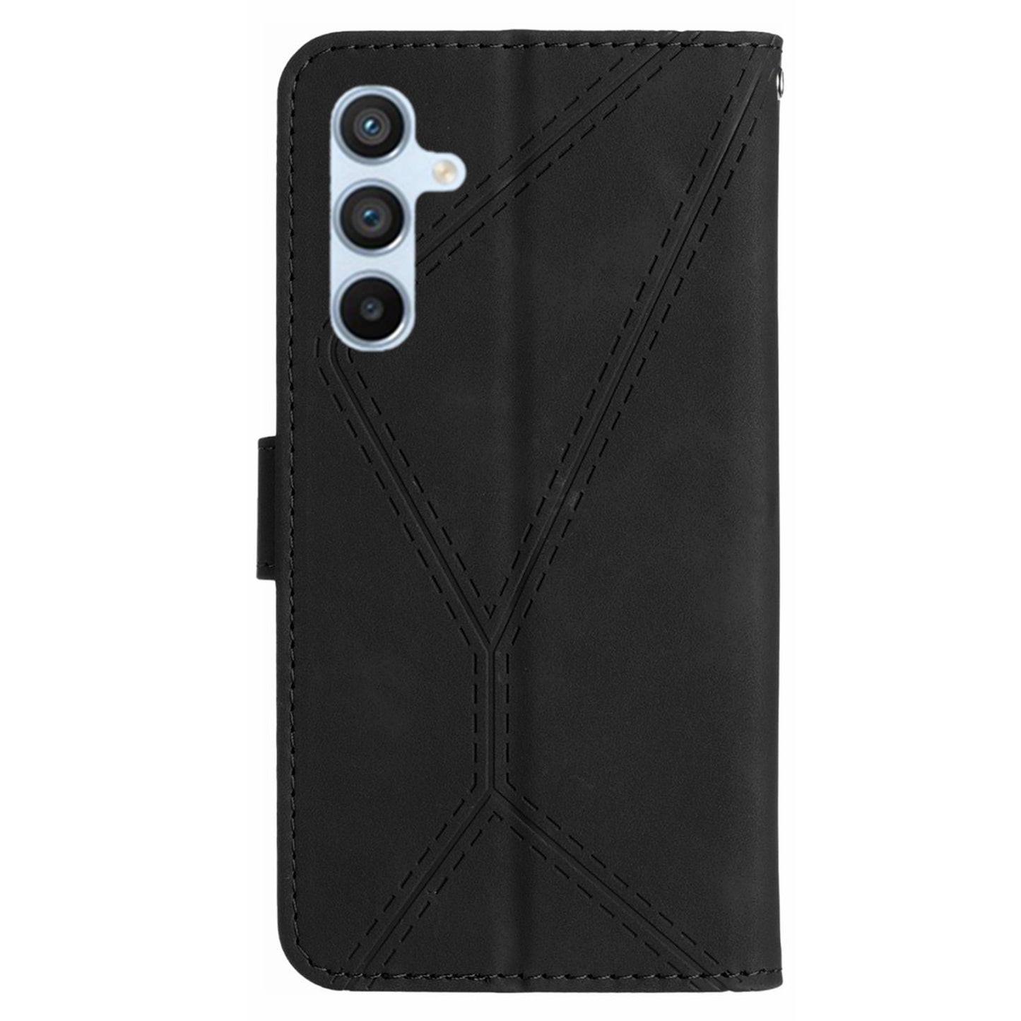 HT05 For Samsung Galaxy M14 5G Imprinted Line Phone Cose PU Leather Wallet Stand Cover