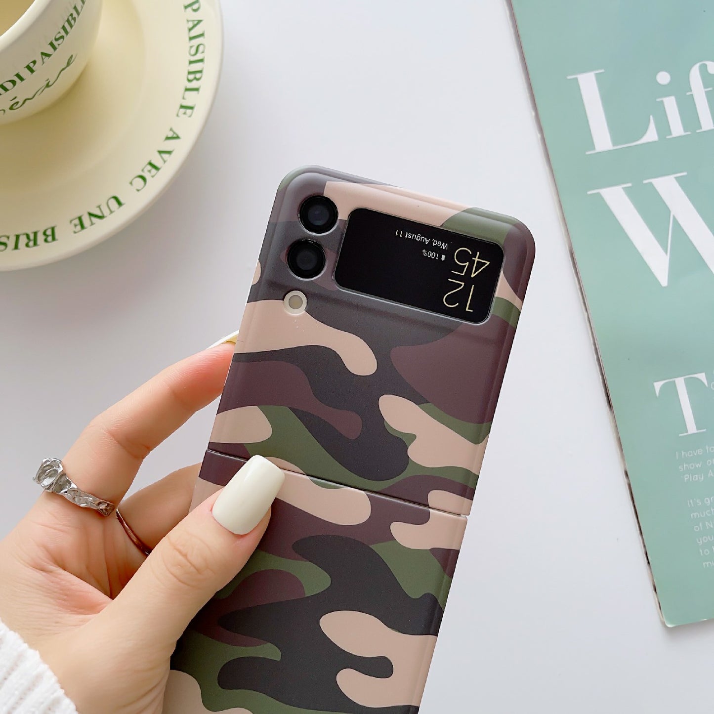 For Samsung Galaxy Z Flip4 5G Camouflage Pattern IMD Phone Case TPU Anti-Scratch Cover