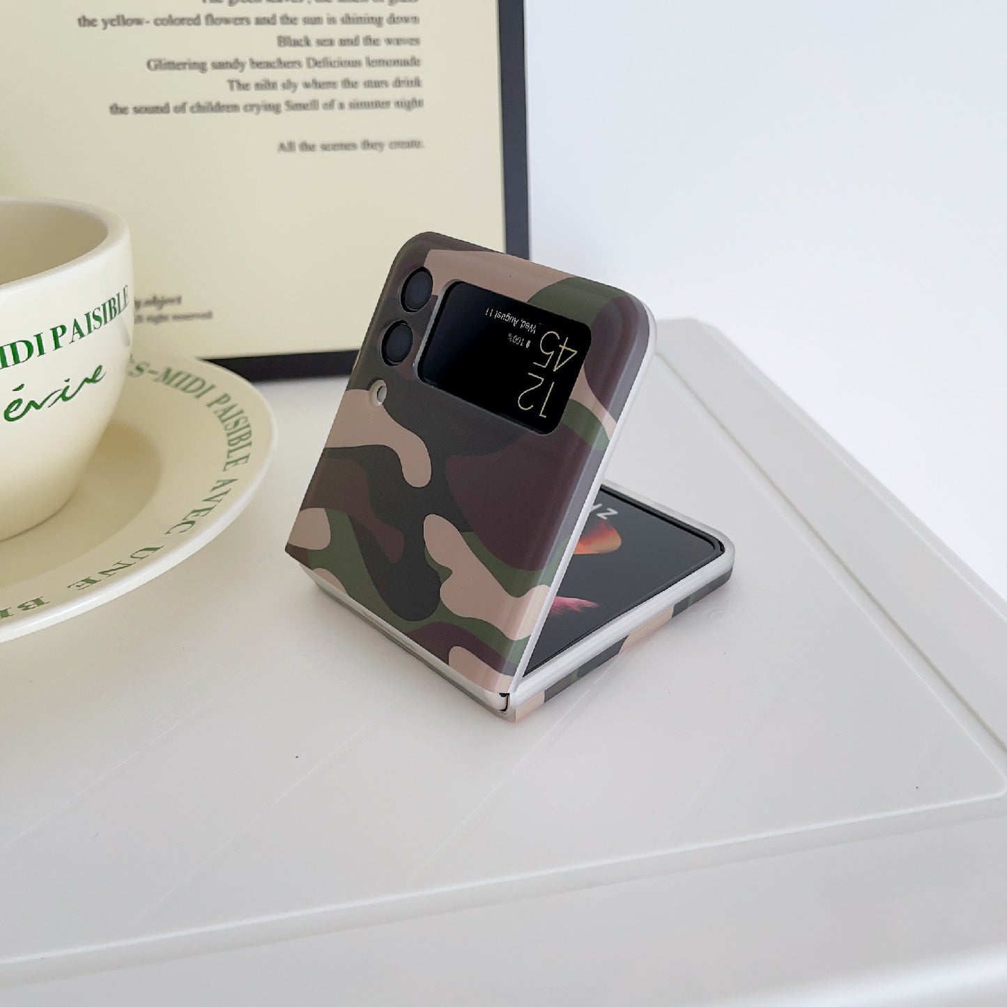 For Samsung Galaxy Z Flip4 5G Camouflage Pattern IMD Phone Case TPU Anti-Scratch Cover