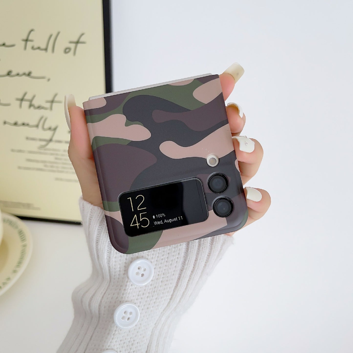 For Samsung Galaxy Z Flip4 5G Camouflage Pattern IMD Phone Case TPU Anti-Scratch Cover