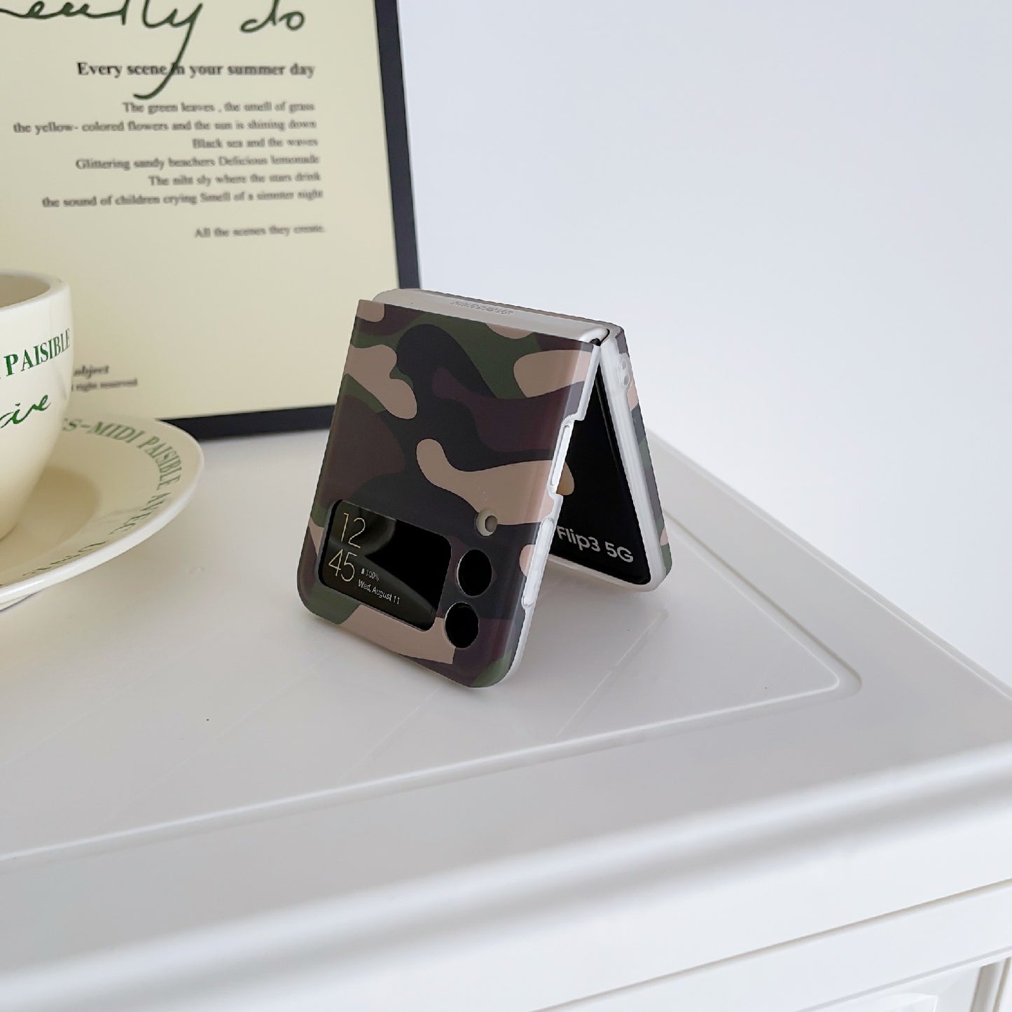 For Samsung Galaxy Z Flip4 5G Camouflage Pattern IMD Phone Case TPU Anti-Scratch Cover