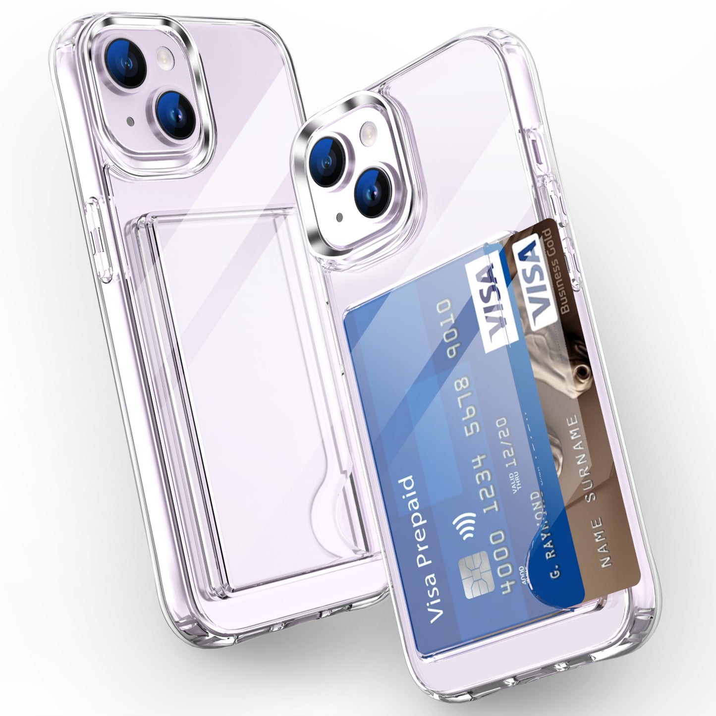 Transparent Phone Case for iPhone 13 , Card Holder TPU + Acrylic Airbag Corner Phone Cover