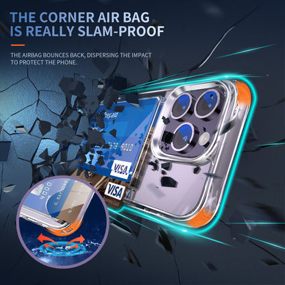 For iPhone 13 Pro Max Card Holder Clear Phone Case Anti-drop Corner TPU + Acrylic Cover