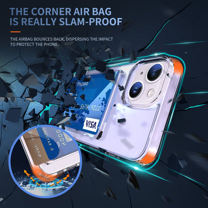 Clear Phone Case for iPhone 14 , Airbag Corner Card Holder TPU + Acrylic Phone Cover