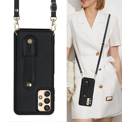 For Samsung Galaxy A53 5G PU Leather+TPU Phone Case Card Slots Design Wristband Kickstand Cover