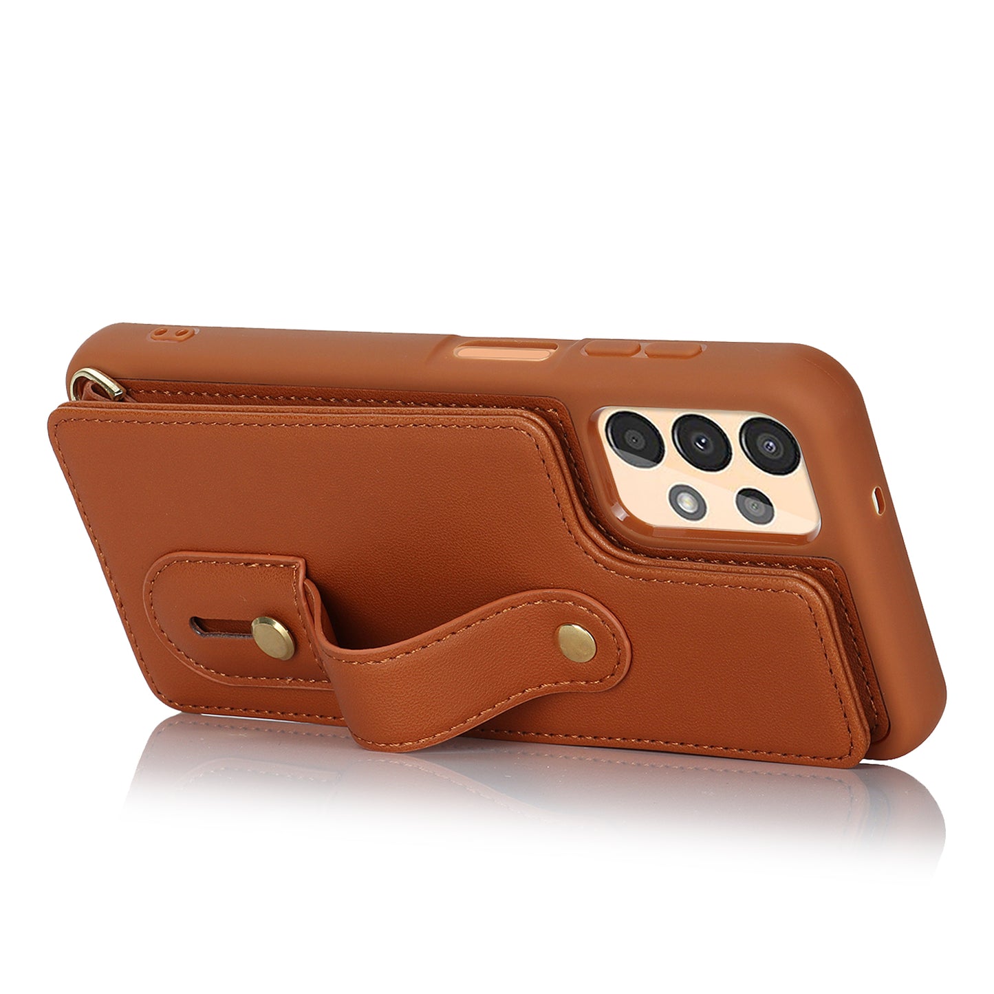 For Samsung Galaxy A53 5G PU Leather+TPU Phone Case Card Slots Design Wristband Kickstand Cover