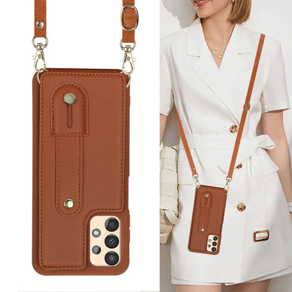 For Samsung Galaxy A53 5G PU Leather+TPU Phone Case Card Slots Design Wristband Kickstand Cover