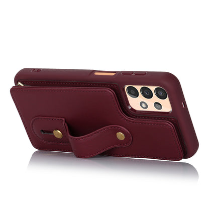 For Samsung Galaxy A53 5G PU Leather+TPU Phone Case Card Slots Design Wristband Kickstand Cover