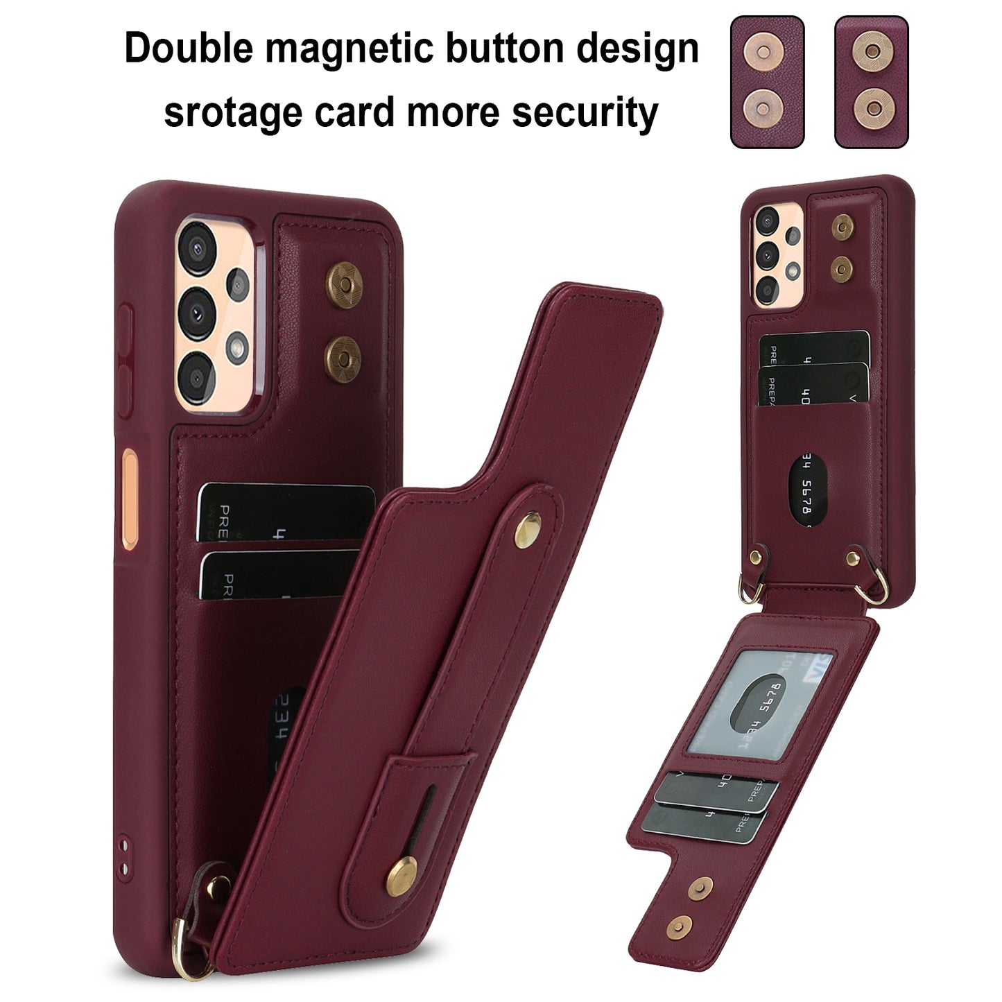 For Samsung Galaxy A53 5G PU Leather+TPU Phone Case Card Slots Design Wristband Kickstand Cover