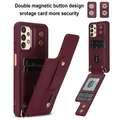 For Samsung Galaxy A53 5G PU Leather+TPU Phone Case Card Slots Design Wristband Kickstand Cover
