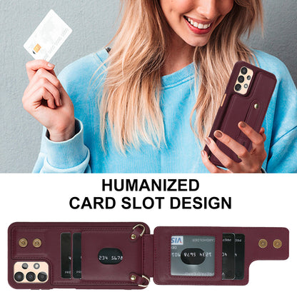 For Samsung Galaxy A53 5G PU Leather+TPU Phone Case Card Slots Design Wristband Kickstand Cover