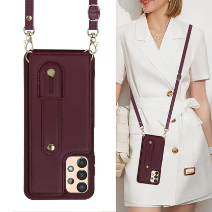 For Samsung Galaxy A53 5G PU Leather+TPU Phone Case Card Slots Design Wristband Kickstand Cover