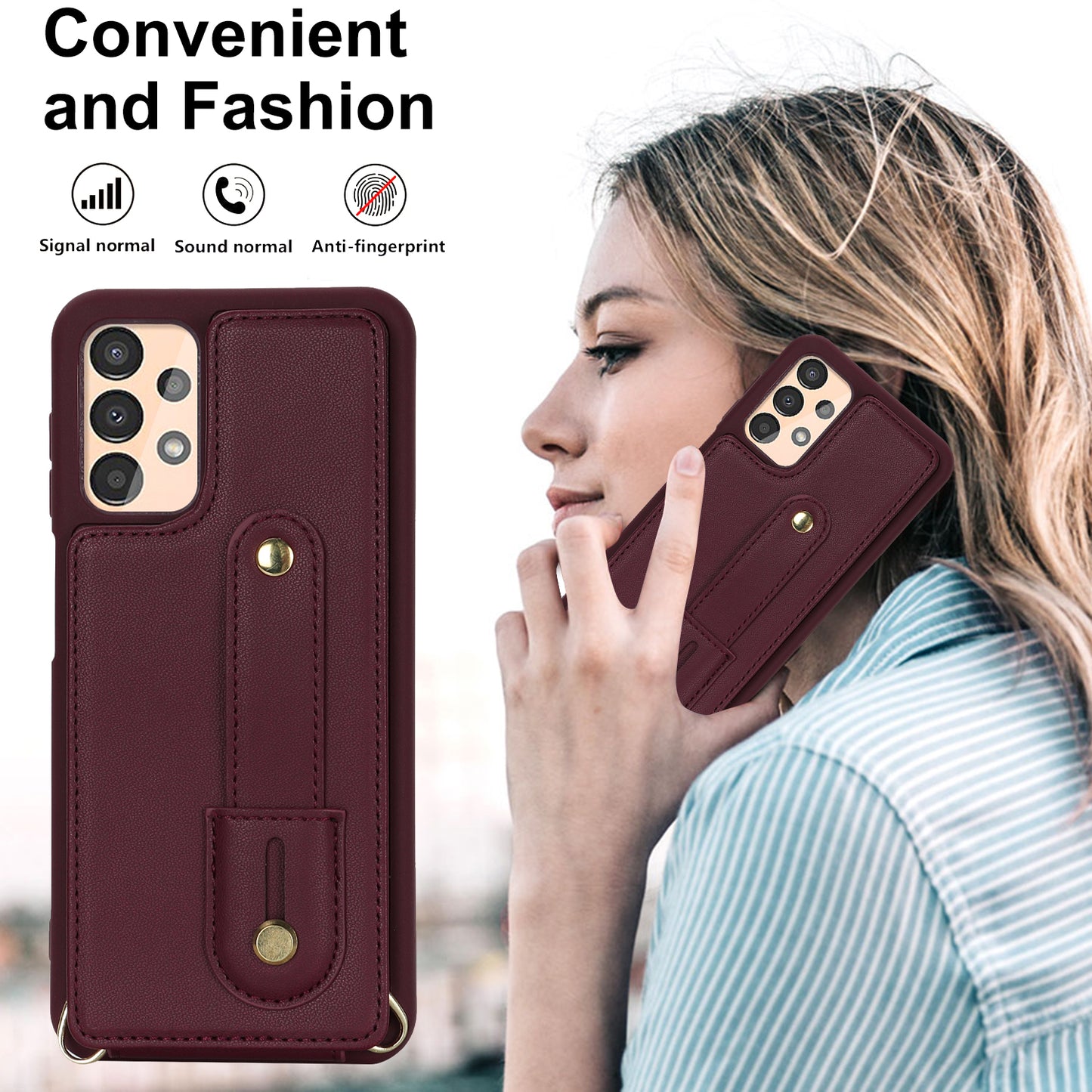 For Samsung Galaxy A53 5G PU Leather+TPU Phone Case Card Slots Design Wristband Kickstand Cover