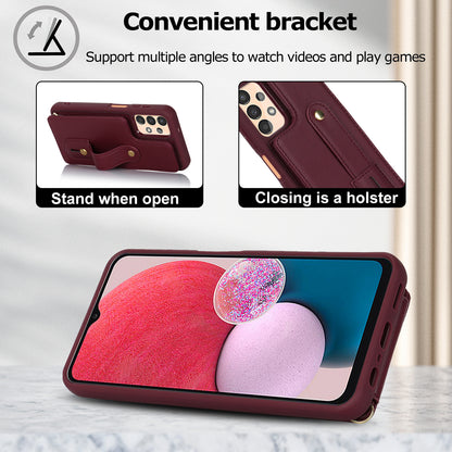 For Samsung Galaxy A53 5G PU Leather+TPU Phone Case Card Slots Design Wristband Kickstand Cover