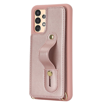 For Samsung Galaxy A53 5G PU Leather+TPU Phone Case Card Slots Design Wristband Kickstand Cover