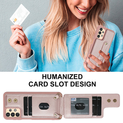 For Samsung Galaxy A53 5G PU Leather+TPU Phone Case Card Slots Design Wristband Kickstand Cover