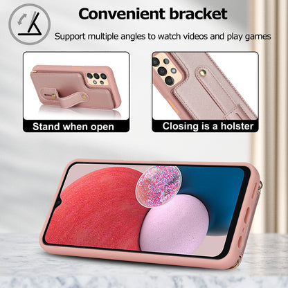 For Samsung Galaxy A53 5G PU Leather+TPU Phone Case Card Slots Design Wristband Kickstand Cover