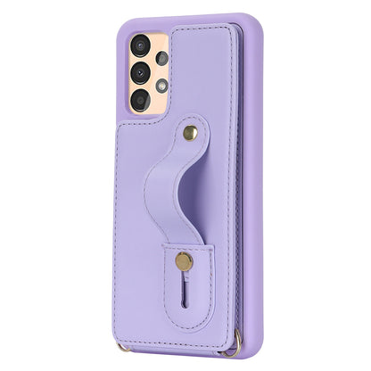 For Samsung Galaxy A53 5G PU Leather+TPU Phone Case Card Slots Design Wristband Kickstand Cover