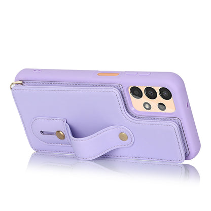 For Samsung Galaxy A53 5G PU Leather+TPU Phone Case Card Slots Design Wristband Kickstand Cover