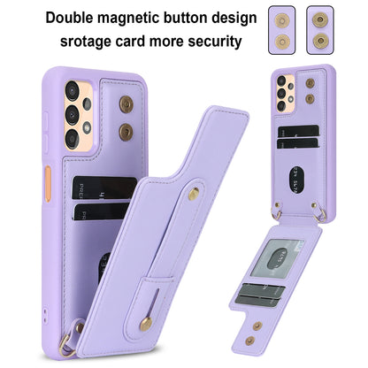 For Samsung Galaxy A53 5G PU Leather+TPU Phone Case Card Slots Design Wristband Kickstand Cover