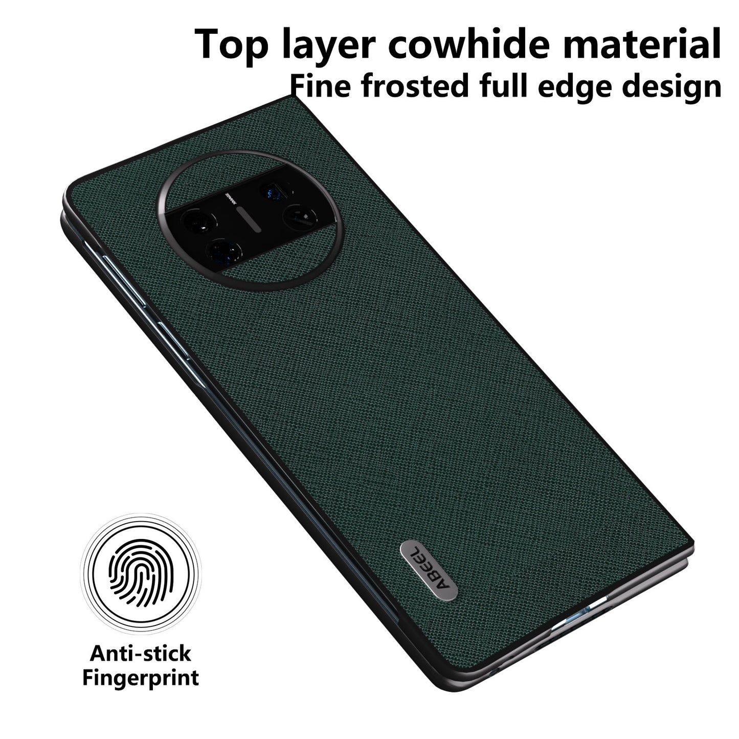 ABEEL Protective Cover for Huawei Mate X3 5G Anti-Drop Cross Texture Cowhide Leather + PC Phone Case